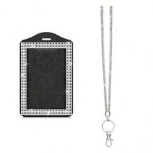 1pc Colorful Rhinestone Inlaid ABS Plastic Retractable Badge Reel, ID Card Holder With Belt Clip And 360 Degree Swivel Back To School