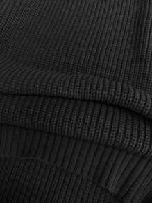 男士时尚休闲百搭宽松黑色高领毛衣 - 黑色 - 查看 7