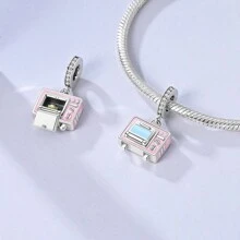 1 chiếc màu bạc mơ mộng màu hồng men Cubic Zirconia sở thích lò nướng cốc đánh trứng trà chiều bánh giả thực phẩm mặt dây chuyền quyến rũ phù hợp với vòng tay ban đầu vòng cổ hạt cho đồ trang sức tự làm phụ nữ cô gái quà tặng trang sức hàng ngày - Bạc - Xem 8