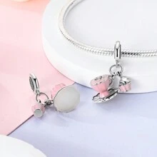 1 chiếc màu bạc mơ mộng màu hồng men Cubic Zirconia sở thích lò nướng cốc đánh trứng trà chiều bánh giả thực phẩm mặt dây chuyền quyến rũ phù hợp với vòng tay ban đầu vòng cổ hạt cho đồ trang sức tự làm phụ nữ cô gái quà tặng trang sức hàng ngày - Bạc - Xem 5