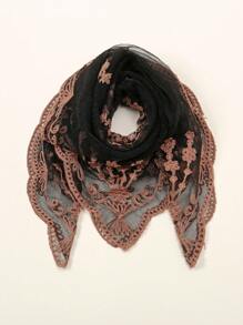 1 chiếc khăn vuông thêu thời trang dành cho nữ/khăn Bandana - màu đen - Xem 3