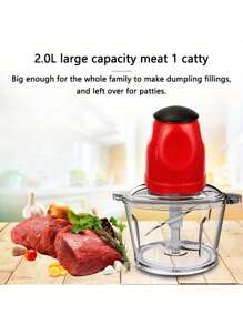 2L 食品加工机，不锈钢刀片电动迷你食物切碎机，强力不锈钢厨房研磨机，厨房多用途不锈钢电动食物切碎机 - 查看 3