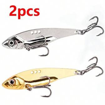 2Pcs/Set Metal VIB Lure Bait 7/10/12/14/18g Sinking Vibration Baits For Bass Pike Fishing Lure Sliver Gold