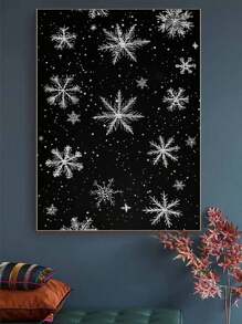 5D DIY 钻石画马赛克 - 美丽雪花冬季风景，钻石艺术套件适用于家居装饰墙 - 黑與白 - 查看 5