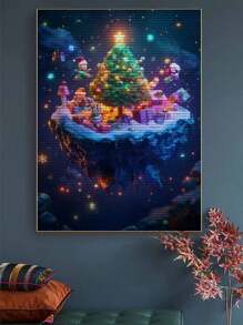 5D DIY 钻石画马赛克，美丽圣诞树，钻石艺术套件马赛克家居景观墙面装饰 - 彩色 - 查看 5