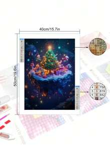 5D DIY 钻石画马赛克，美丽圣诞树，钻石艺术套件马赛克家居景观墙面装饰 - 彩色 - 查看 3