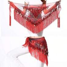 肚皮舞腰链亮片腰带臀巾流苏三角腰巾拉丁舞腰带 - 彩色 - 查看 5