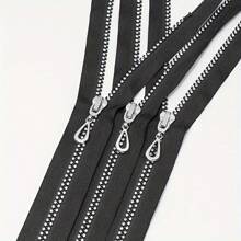 1pc Black Resin Zipper With Rhinestone Decor, Self-Locking Single-Head, Suitable For Sewing And Handicraft - Length Options: 15.7in/19.7in/23.6in/27.6in