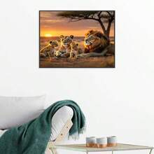 Bộ tranh đính đá 5D - Gia đình sư tử, Bộ tranh đính đá tròn tự làm dành cho người lớn, Bao gồm dụng cụ, Thích hợp trang trí tường nhà, Không khung, Bộ tranh thủ công lớn 39.88x39.88cm - Nhiều màu - Xem 6