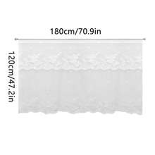 1pc Double Ruffle Curtain Rod Pocket Curtain, Country Style Embroidered Sheer Half Curtain, No Need Drilling, For Bedroom, Kitchen, Bathroom - White - View 11