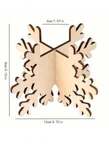 Set de 4 portavelas de madera con forma de copo de nieve, pulidos y adecuados para la decoración navideña de la mesa y la sala de estar (velas no incluidas)