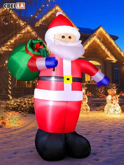 CasaBella 1.8M Inflatable Santa Claus Christmas Outdoor Yard Decorations Inflatable Santa Gift Bag With Built-In LED Lights Outdoor Decoration For Christmas Parties Garden