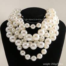 1 Pc Vintage Glamorous Multi-Layer Faux Pearl Necklace, Suitable For Women Evening Party, Wedding Or Gift