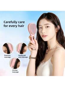 防静电伸缩防缠结按摩发刷，方便头皮按摩和头发丰盈发刷，便携且易于在家使用 - 彩色 - 查看 5