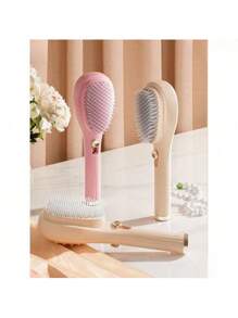 防静电伸缩防缠结按摩发刷，方便头皮按摩和头发丰盈发刷，便携且易于在家使用 - 彩色 - 查看 2