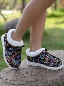 Giày lười dễ thương cho trẻ em có lớp lót bằng vải nhung, thiết kế hình khủng long, giày thể thao ngoài trời thường ngày, phù hợp cho ngày lễ và trang phục thường ngày, mùa thu/đông - màu đen - Xem 3