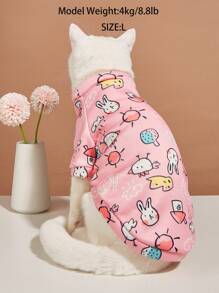 1pc Polyester Cartoon Pink T-shirt For Small Dogs Or Cats, Suitable For All Seasons - Multicolor - View 4