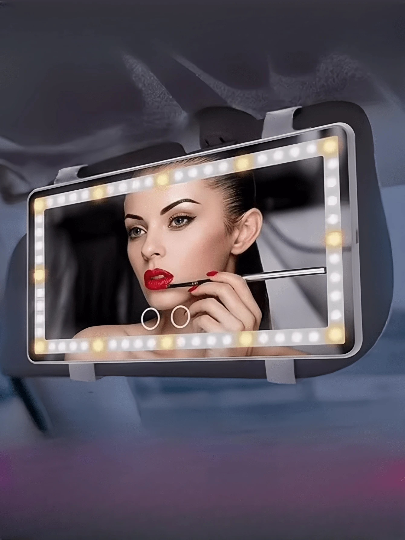 Car Sun Visor Vanity Mirror, Rechargeable Led Light Car Visor Mirror