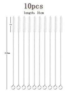 5/10/20件吸管清洁刷，茶壶嘴窄缝隙刷，硬毛奶瓶刷清洁工具，不锈钢小刷子圣诞礼物，学校用品 - 白色 - 查看 19