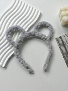 1件装女士秋冬毛绒可爱3D耳朵发箍，卡通熊造型甜美发箍，简约时尚日常发饰，发圈头饰，家居美发饰品 - 彩色 - 查看 10