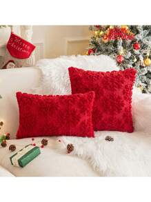 1 vỏ gối trang trí Giáng sinh, thêu cây thông Noel, đệm ghế sofa, dùng trang trí phòng ngủ và phòng khách - Đỏ - Xem 9
