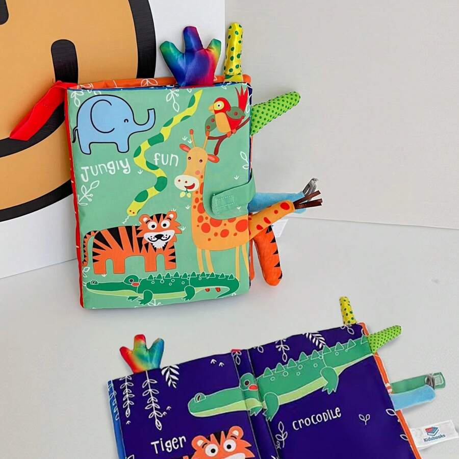 1本男女宝撕不开的布书森林海洋卡通动物尾巴布书带声纸婴儿认知早教启蒙书籍宝宝益智玩具适合新生婴儿礼物 - 彩色 - 查看 1