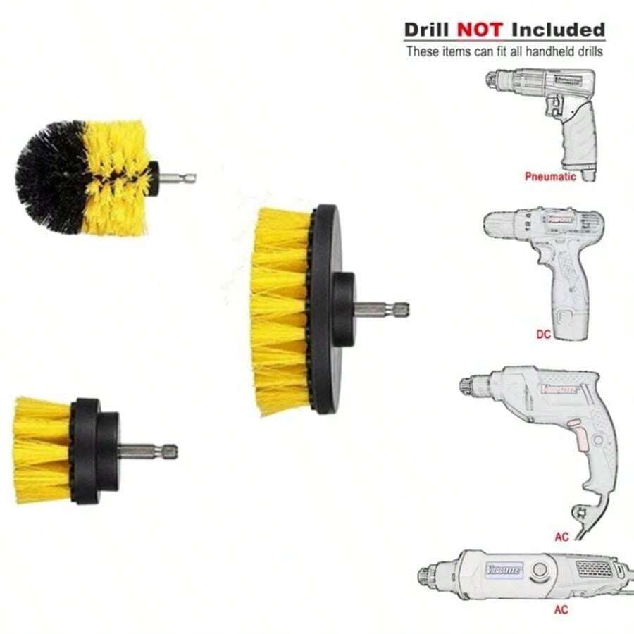 3 Peças Conjunto de Acessórios de Escova de Furadeira, Kit de Ferramentas de Escovas de Limpeza