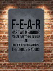 1pc, Large Inspirational Vintage Metal Tin Sign - Decorative Wall Art With Motivational Quote, Fear Definition, Art Deco Style, Indoor & Outdoor Decor, Wall Hanging For Home, Room, Restaurant, Bar, Cafe - Multicolor - View 7