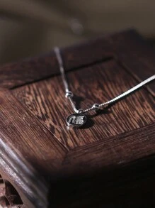 1 件 925 纯银汉字吉祥脚链，配小珠式蛇骨脚链和脚环。个性化创意设计适合女性在日常宴会和海滩佩戴 - 銀色 - 查看 5