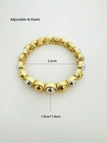 1pc Fashion Punk Stainless Steel Plated Round Bangle Bracelet, Suitable For Men And Women Daily Wear - Spherical Bracelet - View 4