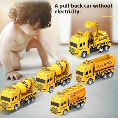 4 piezas Paquete de modelos de vehículos de ingeniería de cuatro mini automóviles de los guerreros: retroexcavadoras, volquetes, excavadoras, cargadoras, bulldozers - Juguetes para exteriores para niños de 4 a 6 años - Juguetes de arena para niños pequeños de 3 a 5 años - Juguetes para exteriores - Juguetes para el arenero para niños de 3 años en adelante, Vuelta al colegio