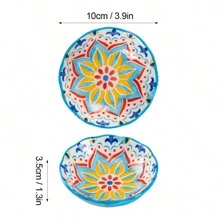 1 pieza Plato de cerámica, plato de salsa estilo bohemio, plato de salsa de soja, plato de condimentos, plato de aperitivos, vajilla