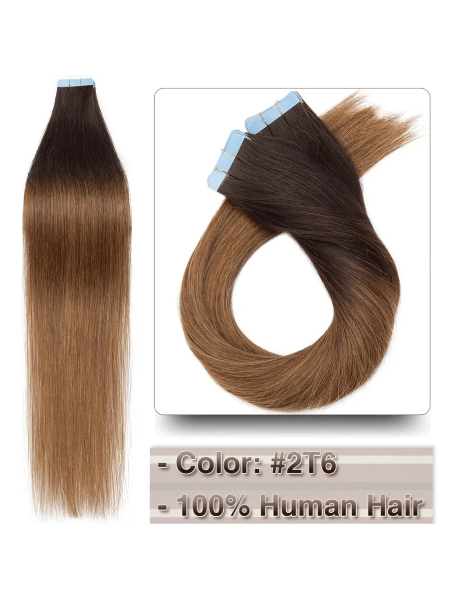 Kercsityn Ekstensi Rambut Tape In Rambut Manusia 10-24 Inci Warna Piano Rambut Lurus Halus Remy Rambut Manusia Tanpa Sambungan Ekstensi Rambut Tape In Kulit 20 Pcs