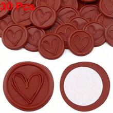 CYFUN DESIGN 25Pcs/30Pcs/50Pcs Heart/Flower Branch Pattern Wax Seal Stickers, Envelope Seal Stickers, Envelope Seal Self-Adhesive Gold Stickers For Wedding Party Birthday Gift Back To School