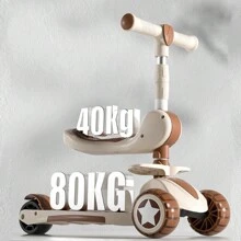 Folding Scooter For Young Children Boys And Girls Baby Three In One Can Sit Can Ride Slippery Slide Can Slide Can Sit With Push Push Music Light Three-Wheeled Hand Push,Back To School