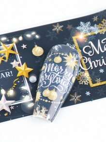 10 tờ giấy dán móng tay hình Giáng sinh bằng giấy bạc thiết kế hỗn hợp cho năm mới và Giáng sinh, giấy bạc nghệ thuật làm móng, ông già Noel nhiều màu, chuông bông tuyết, ngôi sao, giấy dán tường tự làm, đồ dùng làm móng cho phụ nữ và bé gái - Nhiều màu - Xem 8