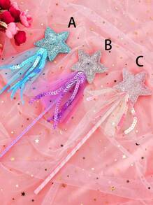 1Pc Glitter Star Wands Princess Angel Fairy Star Magic Wands Girls Fairy Magic Dress-Up Star Wand Angel Fairy Costume Props Wands Sticks For Birthday Christmas Party - Multicolor - View 2