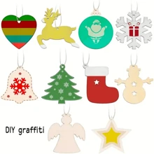 5/10/12pcs Wooden Crafts To Paint Tree Hanging Ornaments Unfinished Wood Cutouts Decoration DIY Crafts (Wooden Tree Cutouts) Best Gifts Birthday