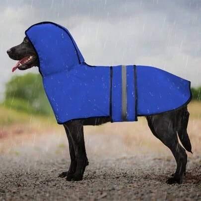 BJAYPET 1pc Dog Rain Jacket Suitable For Medium And Small Dogs, Pet Raincoat With Reflective Strip, Lightweight Rainwear For Outdoor Use