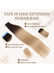 Kercsityn Tape In Human Hair 10-24 Inch Piano Color Hair Extensions Silky Straight Remy Human Hair Seamless Skin Weft Tape In Hair Extensions 20Pcs - S2/6 - View 3