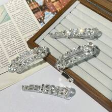 2 件不对称仿水晶发夹、刘海/侧夹发饰，带高端鳄鱼夹 - 彩色 - 查看 3