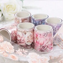 200cm/Cuộn, 6 Cuộn/Hộp, Hộp quà tặng băng dính chủ đề hoa, Sổ lưu niệm, Nhật ký, Ốp điện thoại, Băng dính trang trí hình hoa hồng và mỏng manh - Nhiều màu - Xem 4