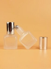 2pcs|3pcs|5pcs|10pcs|20pcs Set Of Square Frosted 6ml Refillable Glass Roll-On Bottles For Cosmetic Water, Portable Mini Essential Oil & Perfume Containers