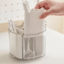 1 件多隔层旋转桌面收纳盒，大容量塑料化妆刷架，万圣节和圣诞节装饰 - 彩色 - 查看 8