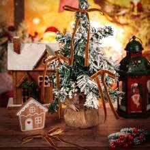 12 Pzs Lazos de Terciopelo para Navidad para Árbol de Navidad, Manualidades Rústicas, Regalos, Lazos de Cinta de Terciopelo Vintage para Decoración Navideña del Hogar, Boda, Interior y Exterior - Caqui - Ver 4