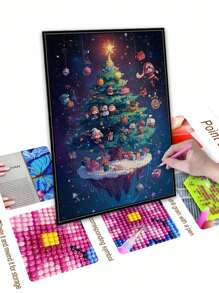 Bộ tranh khảm kim cương 5D DIY, Bộ tranh kim cương trang trí cây thông Noel hình ông già Noel dùng để trang trí tường nhà - Nhiều màu - Xem 4