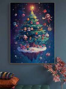 Bộ tranh khảm kim cương 5D DIY, Bộ tranh kim cương trang trí cây thông Noel hình ông già Noel dùng để trang trí tường nhà - Nhiều màu - Xem 5