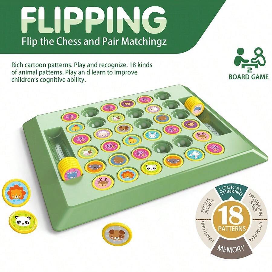 子供用 パズルインタラクティブ フリップテーブルゲーム メモリー フルーツ 動物 知育 フリップ メモリーチェス SHEIN1111sale