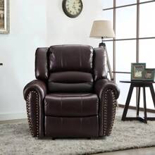 Vintage Old Rivet Decoration Leather Manual Sofa Chair Recliner Holiday Gift For The Elderly - 酒紅色 - 查看 2