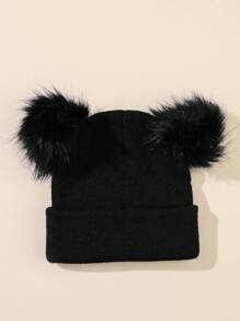 1 件女士时尚纯色球形针织帽，适合冬季秋季日常装扮 - 彩色 - 查看 2